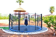 Experience the thrill of Sky Jumper at USM Infra Go Ranch Resort. Enjoy an exciting aerial adventure in a beautiful and relaxing resort setting.