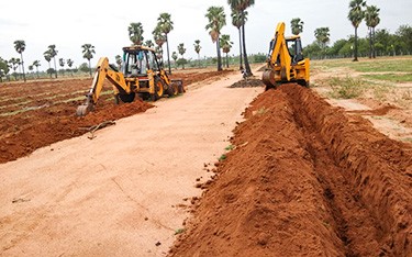 Drip irrigation system for sandalwood plantation at USM Infra Go Ranch