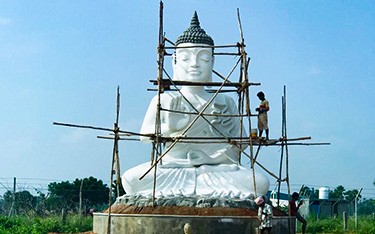 Ideal Buddha Statue Construction at USM Infra Go Ranch Sandalwood Farm Plots