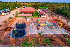 Explore the kids play area at USM Infra Go Ranch Resort Sandalwood Farm Plots. A fun and safe environment designed for children to enjoy while you relax.