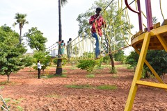 Rope Adventures at USM Infra Go Ranch | Perfect for family fun and relaxation with open and DTCP approved sandalwood farm plots near Hyderabad.
