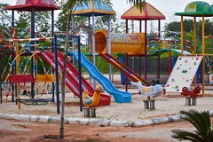 Kids playgrounds at USM Infra Go Ranch | Open and sandalwood farm plots near Hyderabad